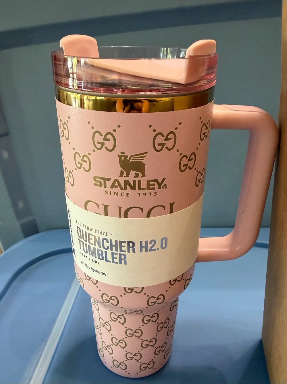 Stanley Pink Designer Laser Engraved Monogram Quencher Tumbler with Handle - Picture 2 of 5